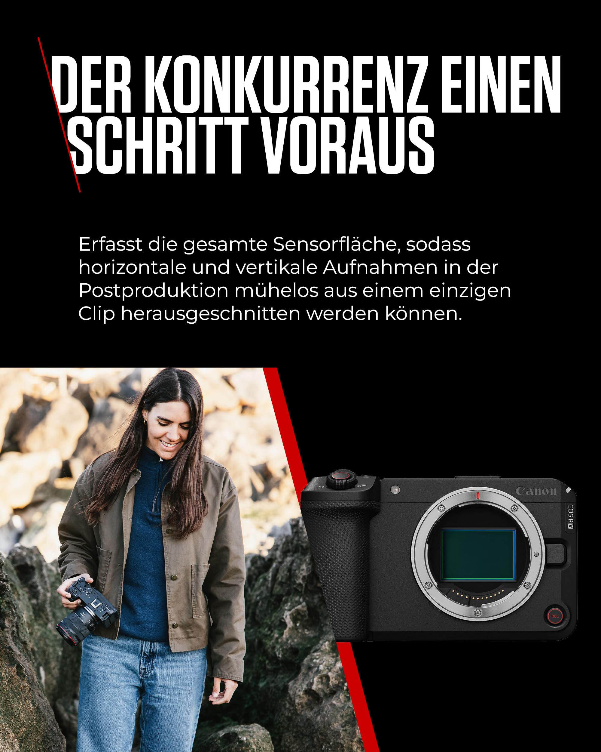 Canon EOS R6 V Spiegellose Vollformatkamera Kompakt | 7K RAW Video, Bildstabilisator & Open Gate Recording | Vlogger-Kamera für Content Creation, Reisen | Kompatibel mit RF-Objektiven