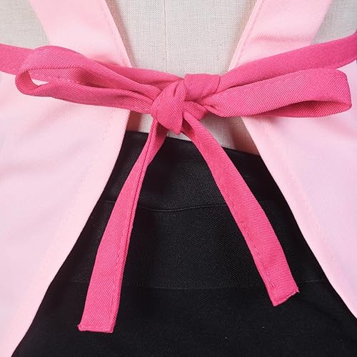 Miniatura 2 de Love Potato Delantal de algodón bordado de dibujos animados para niñas de 2 a 4 años (rosa), Rosado