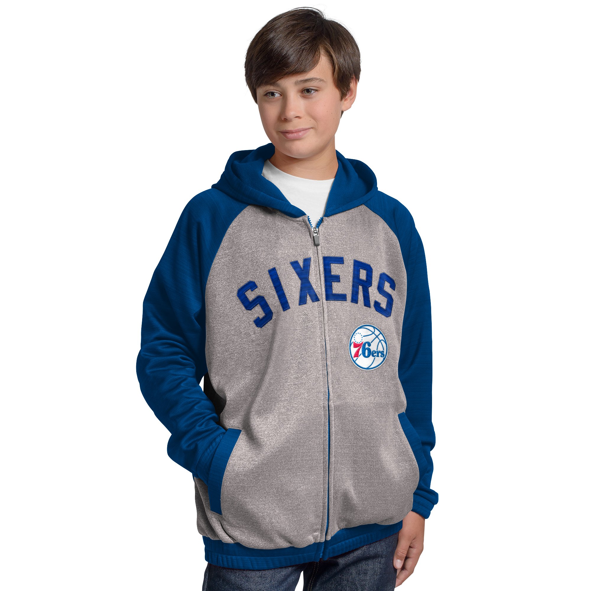 G-III Boys' Legend Hooded Track Jacket, Gray, X-Large