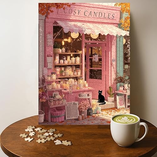 Cosy Candles Jigsaw Puzzle - 500 Pieces Wooden Puzzle for Adults, Wall Art Gift,