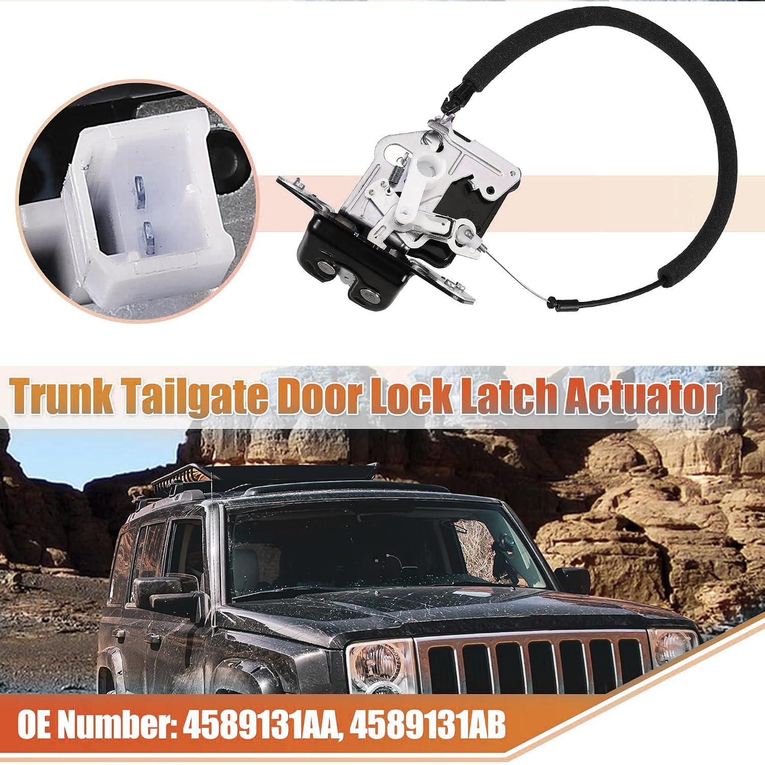 Trunk Latch Lock Actuator 4589131AA for Jeep Grand Cherokee for Dodge Durango with Cable Rod Remote Trunk Tailgate Door Latch Lock Actuator Motor Rear Trunk Lid Locks Latchs Actuator