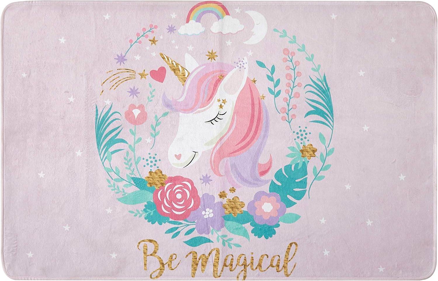 Heritage Kids Royal Plush Area Rug with Anti Skid Back, Unicorn, 30"x46", Multi