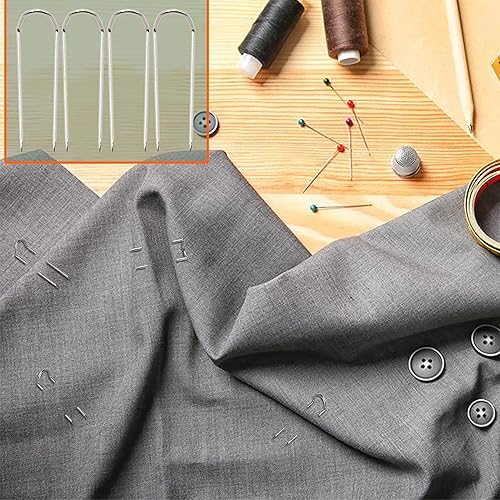 Miniatura 6 de 100 pasadores de costura en U, horquillas, pasadores de agujas de doble bloqueo, pasadores de costura de acero inoxidable, alfileres rectos