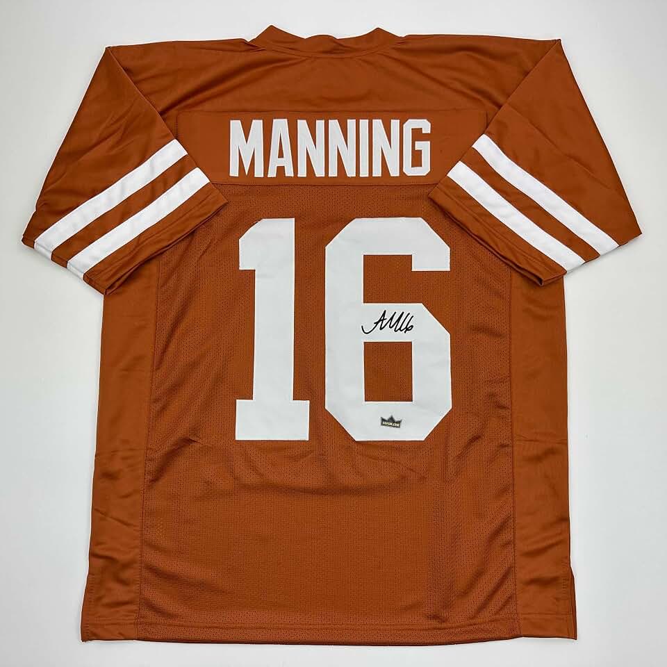 HOFSM.COM Hall of Fame Sports Memorabilia Facsimile Autographed Arch Manning Texas Orange Reprint Laser Auto College Football Jersey Size Men&#x27;s XL