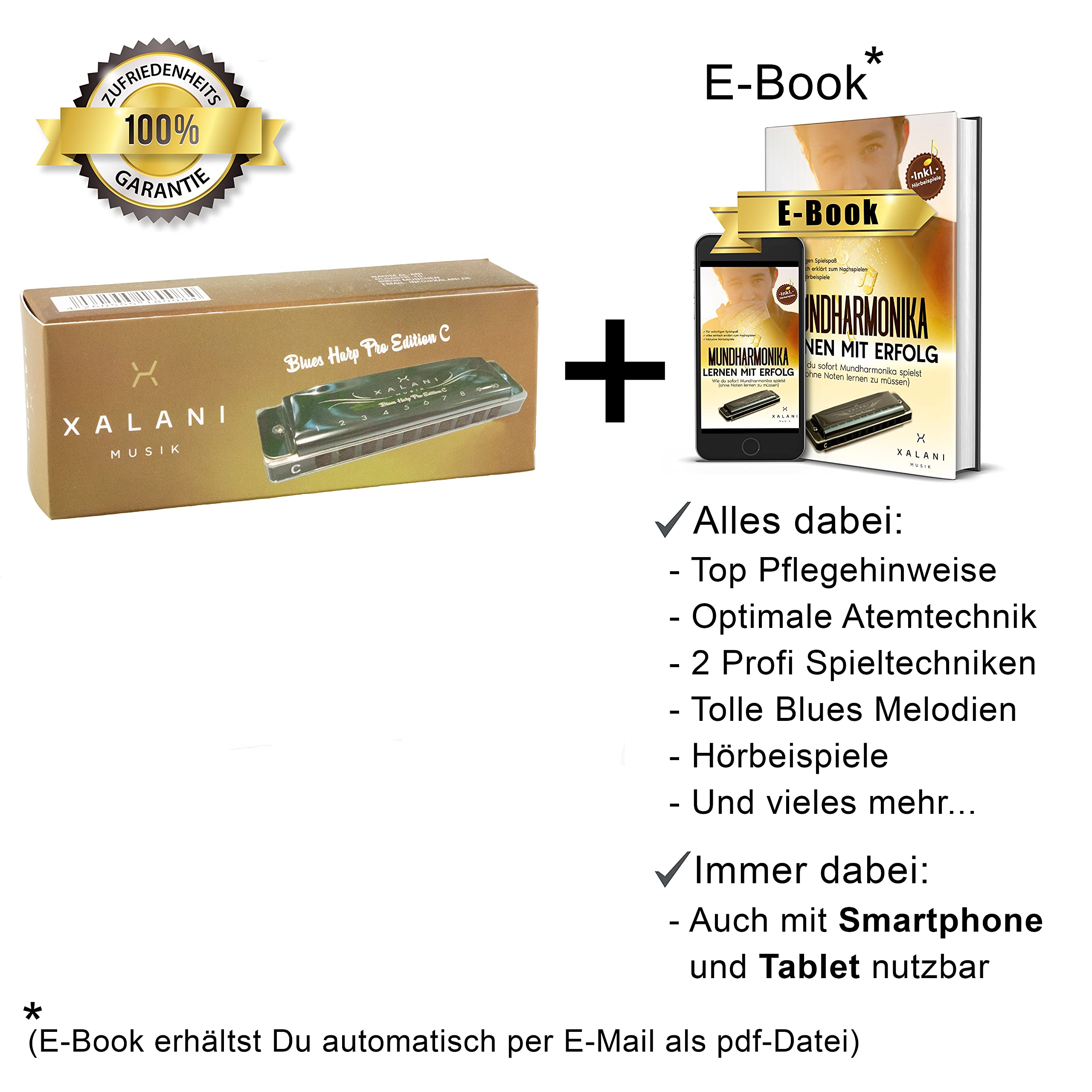 Mundharmonika inkl. Soft Case und Pflegetuch I Bonus: E-Book gratis I C-Dur