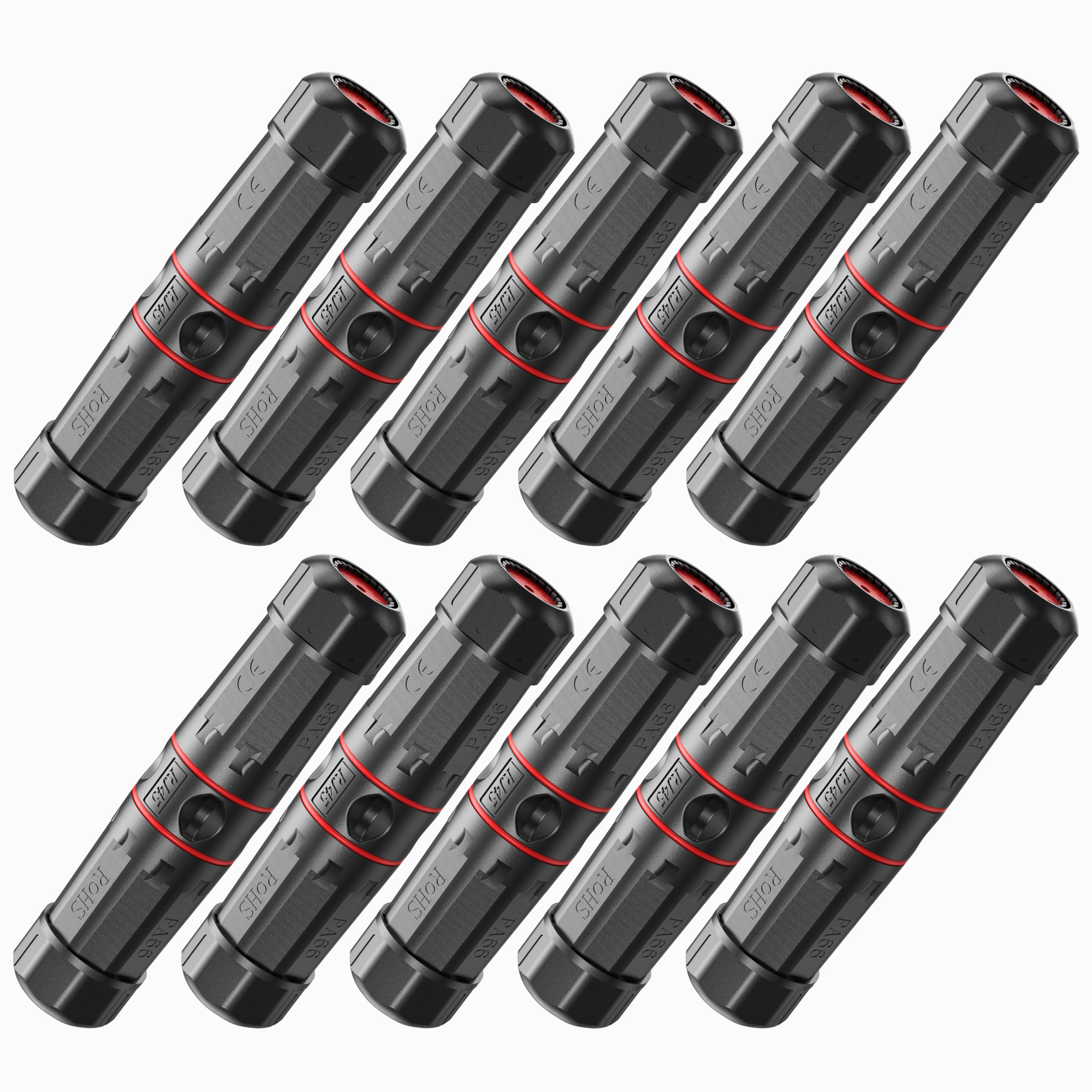 Jadaol Lot de 10 coupleurs RJ45 étanches IP68 10 Gbit/s | Connecteur Ethernet RJ45 pour câble Cat6a/Cat6/Cat5e/Cat5, prise en charge PoE femelle vers femelle Ethernet Extender