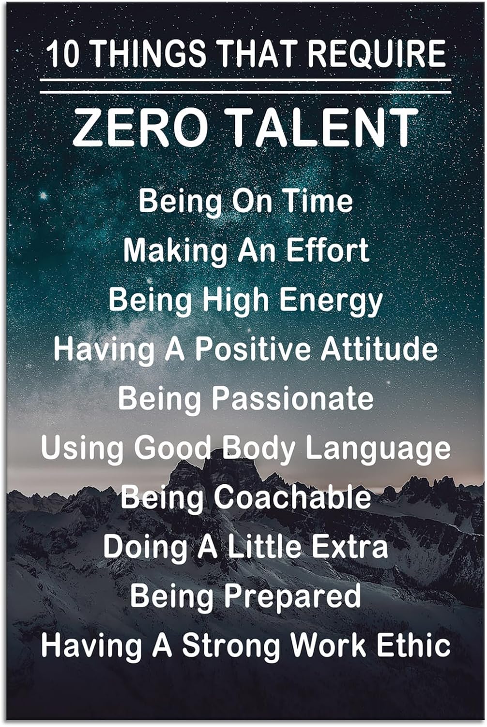 Motivational Canvas Wall Art Office Motto Decor Ten Things That Require Zero Talent Quotes Inspirational Wall for Home Living Room Bedroom Wall Decor Posters Prints Wooden Framed[12''W X 18''H] - Image 4
