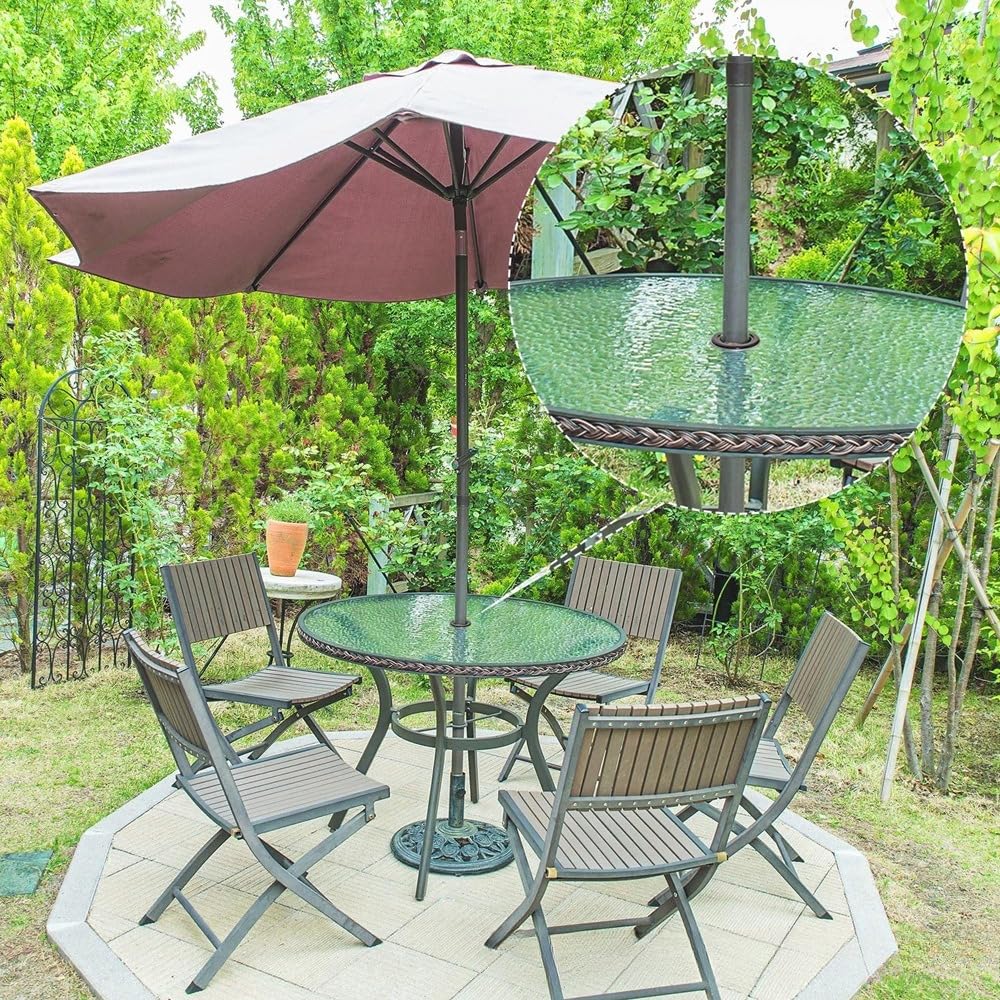 Amazleer Lot de 2 inserts de table de parasol 5,1 cm avec capuchon anneau standard blanc 42 mm-65 mm