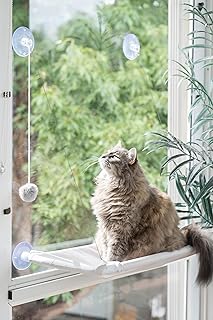 Pets Alike Cat Window Perch | Gray Cat Window Hammock | Cat Window Seat Enrichment Toy | Cat Window Bed | Cat Window Perch for Large Cats with Heavy Duty Suction Cups | Window Hammock for Cats Inside