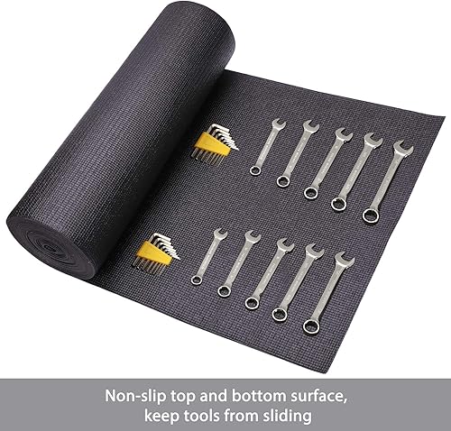 Miniatura 3 de CASOMAN Revestimiento profesional para caja de herramientas y cajón, 18 pulgadas x 24 pies, tapete de goma de espuma antideslizante de fácil corte