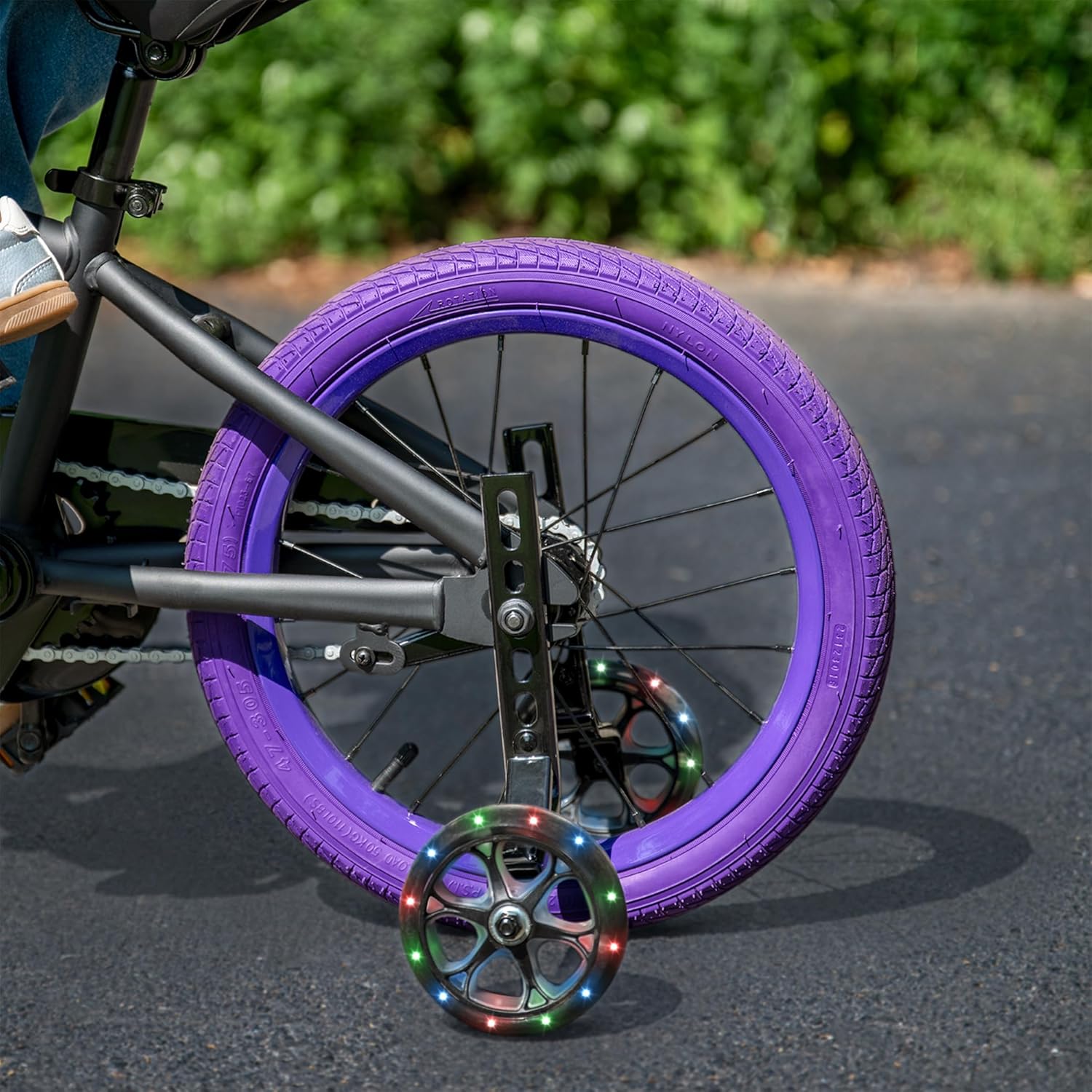 Jetson Spark Light-Up Training Wheel Accessory, Motion Activated LED Light-Up Wheels, 4 Inch Wheels, Fits Most Bike Wheels From 12 to 2 inches, Ages 3+, Black, JSPRK2-BLK