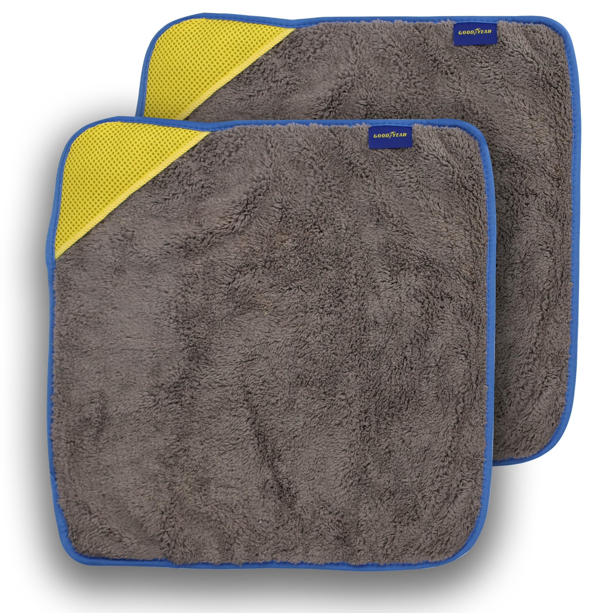 Goodyear 2PC Microfibre Luxury Valet Cloth Set I Microfibre technology| powerful cleaning | Extra absorbency for a swirl free finish | Ideal for buffing away polish & wax residue | Extra large towel