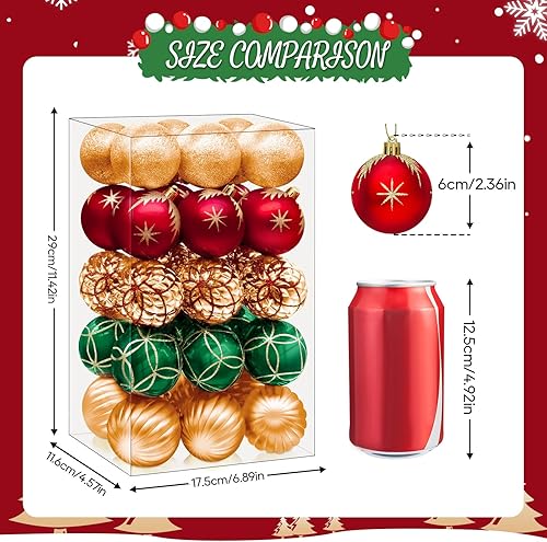 Miniatura 3 de DeckTheHalls Bolas de Navidad, 30 piezas de decoración de Navidad de 2.5 pulgadas para colgar en el árbol de Navidad, adornos de bolas de Navidad