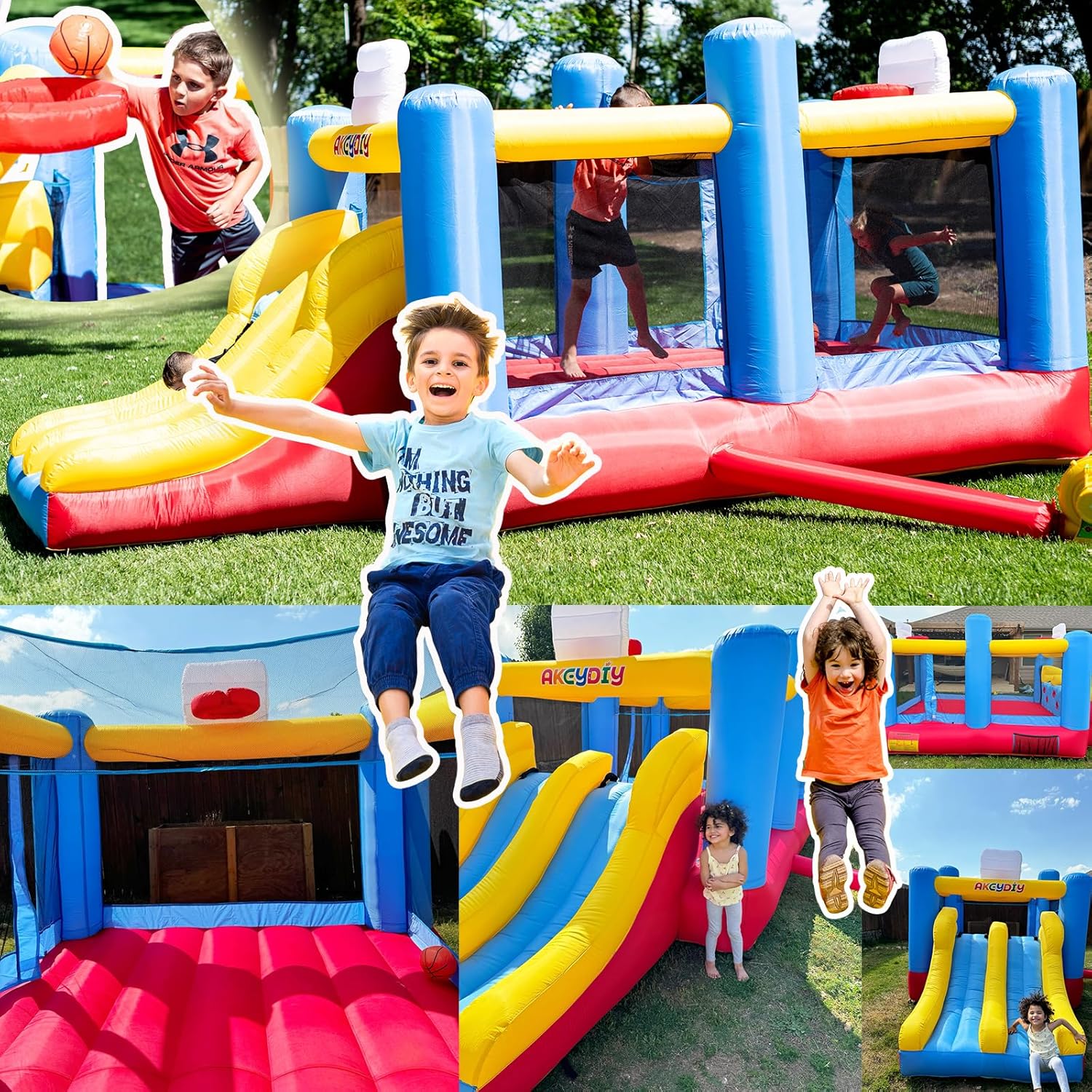 Bounce House, Inflatable Bounce House for Kids 3-12, Bouncy House with 2 Slides for Outdoor Backyard/Indoor, Bouncy Castle, Jump House for Toddlers Kids Party