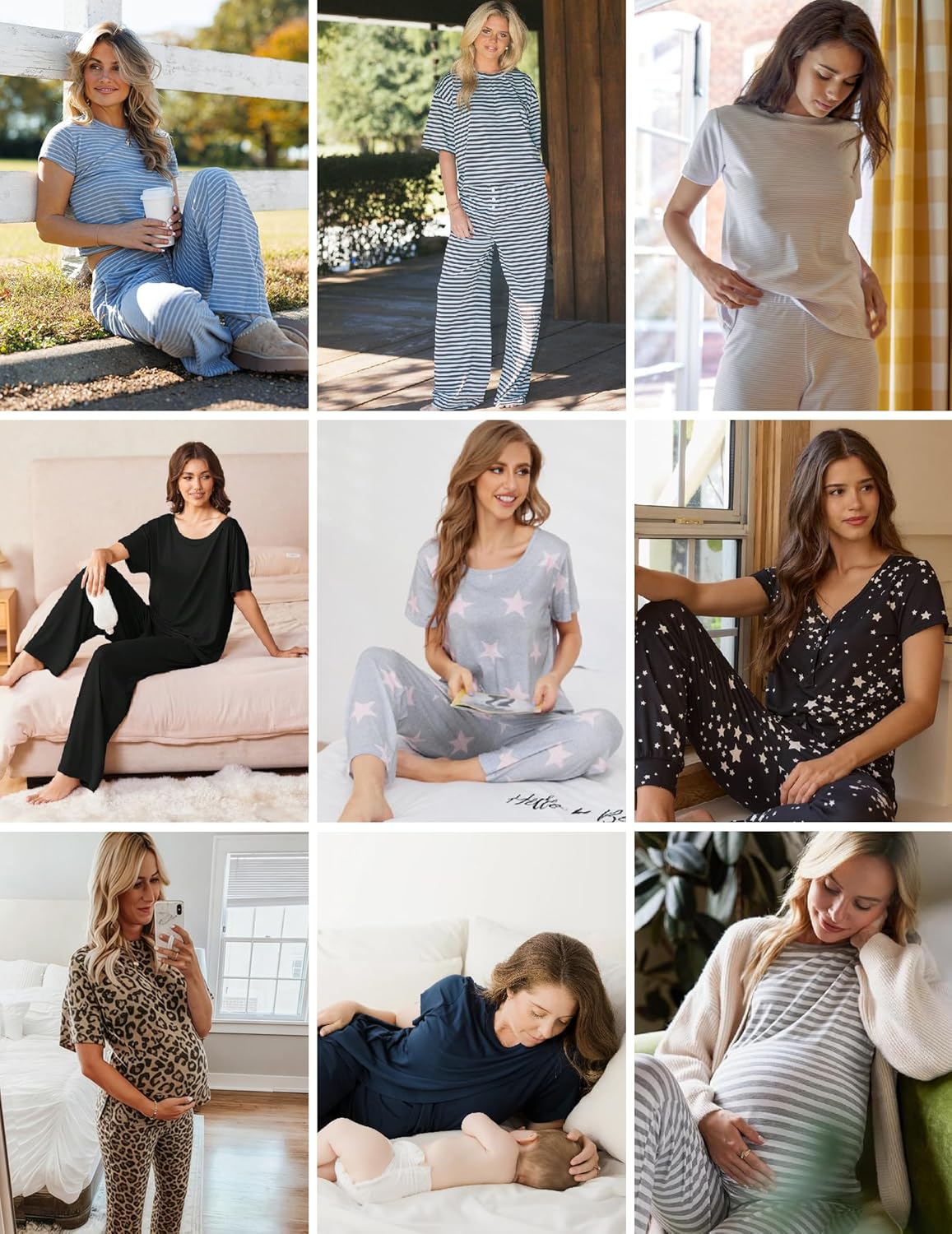 Ekouaer 2 Pack Womens Pajama Sets Short Sleeve Tops and Long Pants Casual Comfy Pjs Lounge Set with Pockets,S-XXL - Image 5