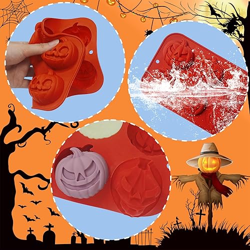 Miniatura 7 de 2 moldes de silicona para calabaza de Halloween para caramelos de chocolate, moldes de calabaza de Halloween 3D de silicona para gomitas de caramelo