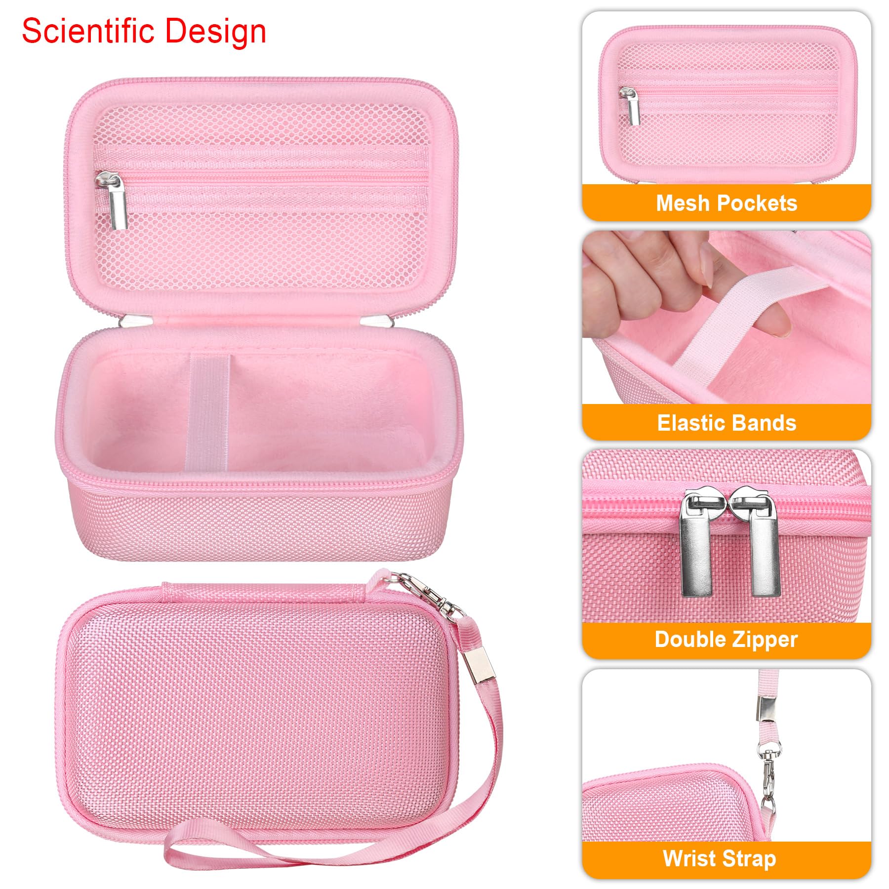 Elonbo Carrying Case for Sony ZV-1F/ ZV-1 II/ZV-1 Vlog Digital Camera for Content Creators, Sony ZV1 Vlogging Camera Hard Travel Bag, Mesh Pocket fits Battery Card Reader Cable, Pink