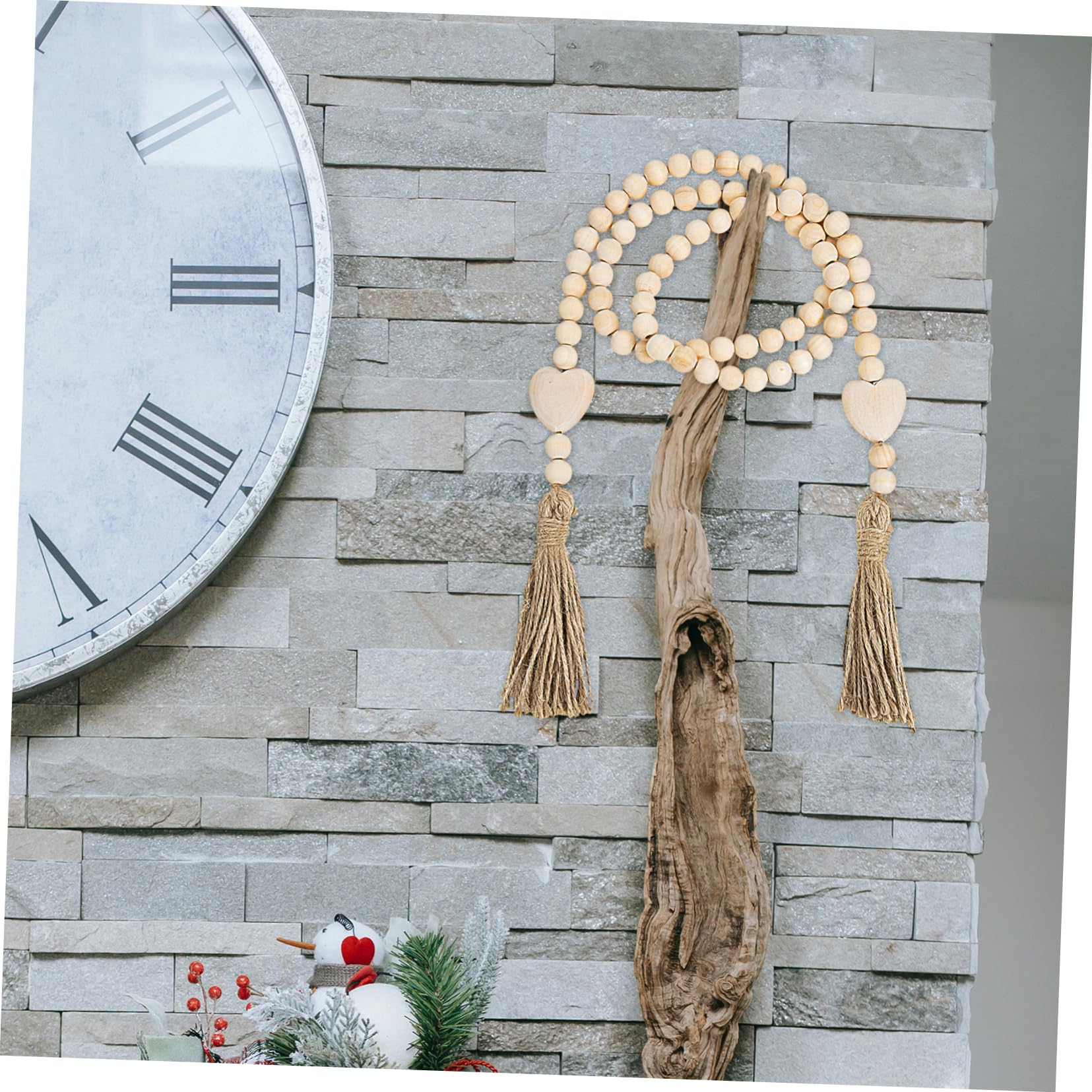 Amosfun 5St Garn Quasten rustikale khimar Hijab fensterdeko Dekoration dekoanhänger Girlanden Wohnkultur Wand Tür hochzeitsdeko Indoor-Outdoor-Anhänger Kranz aus Holzperlen Hanfseil Khaki