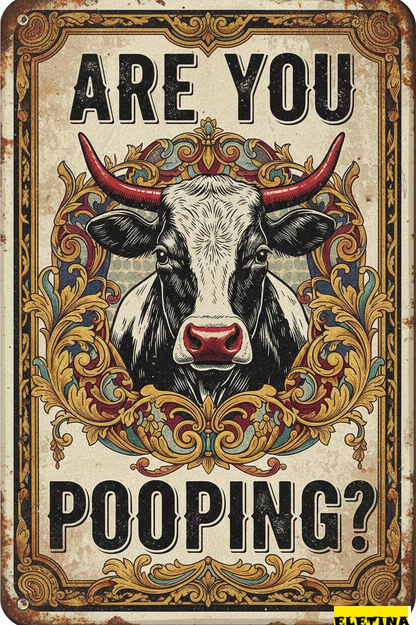 Personalized Sign for Man Cave Funny Bathroom Metal S Highland Cow Are You Pooping Vintage Tin Wall Decor Home Washroom Bar Farmhouse 8x12in Private Property Decorative