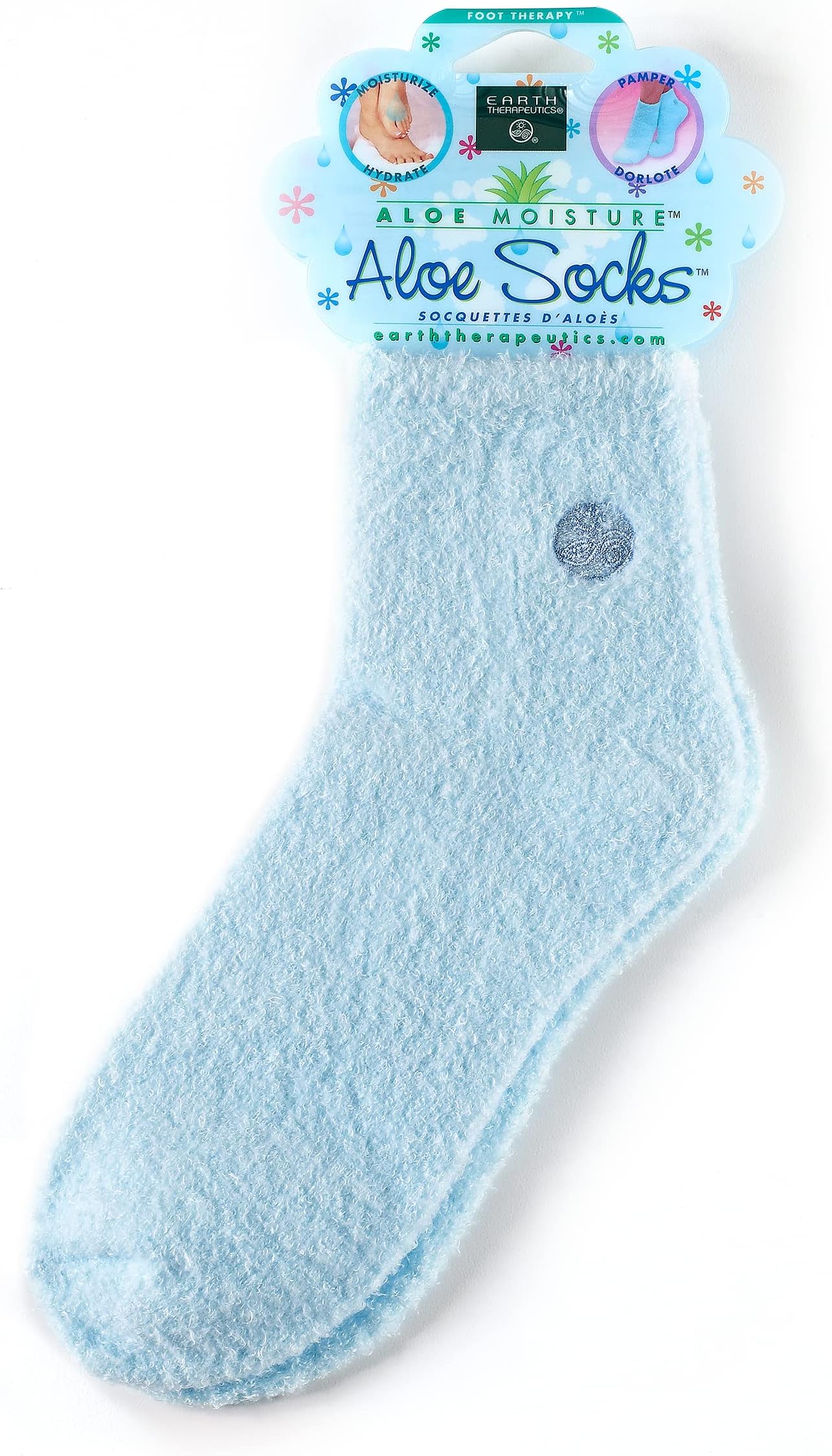 Earth Therapeutics Socks Aloe Moisture 1 Count 1 PAIR Blue