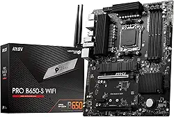 MSI Placa-mãe PRO B650-S WIFI V1 ProSeries (processadores AMD Ryzen 9000/8000/7000, AM5, DDR5, PCIe 4.0, slots M.2, SATA 6Gb/s, USB 3.2 Gen 2, HDMI/DP, Wi-Fi 6E, Bluetooth 5.3, LAN de 2,5 Gbps, ATX)