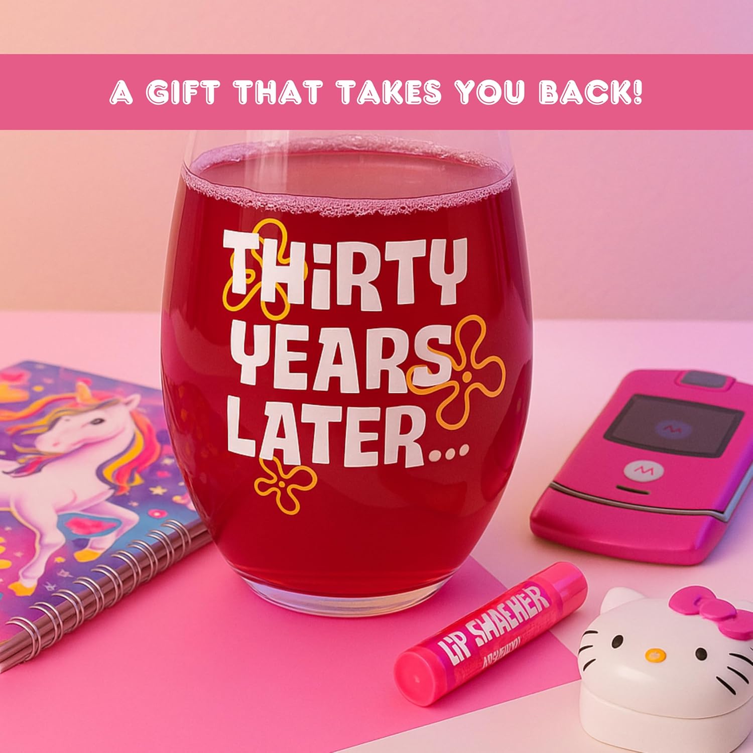 Funny 30th Birthday Wine Glass for Women – “30 Years Later” Design – 15oz Stemless Glass – Nostalgic Gift for Her, Retirement Present, Best Friend or Wine Lover Gift - Image 3