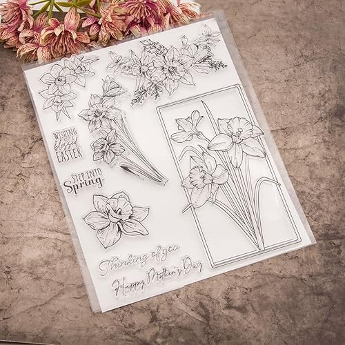 Miniatura 6 de Juego de sellos y troqueles transparentes de flores para hacer tarjetas, plantillas cortadas para álbumes de recortes, álbum de fotos, papel