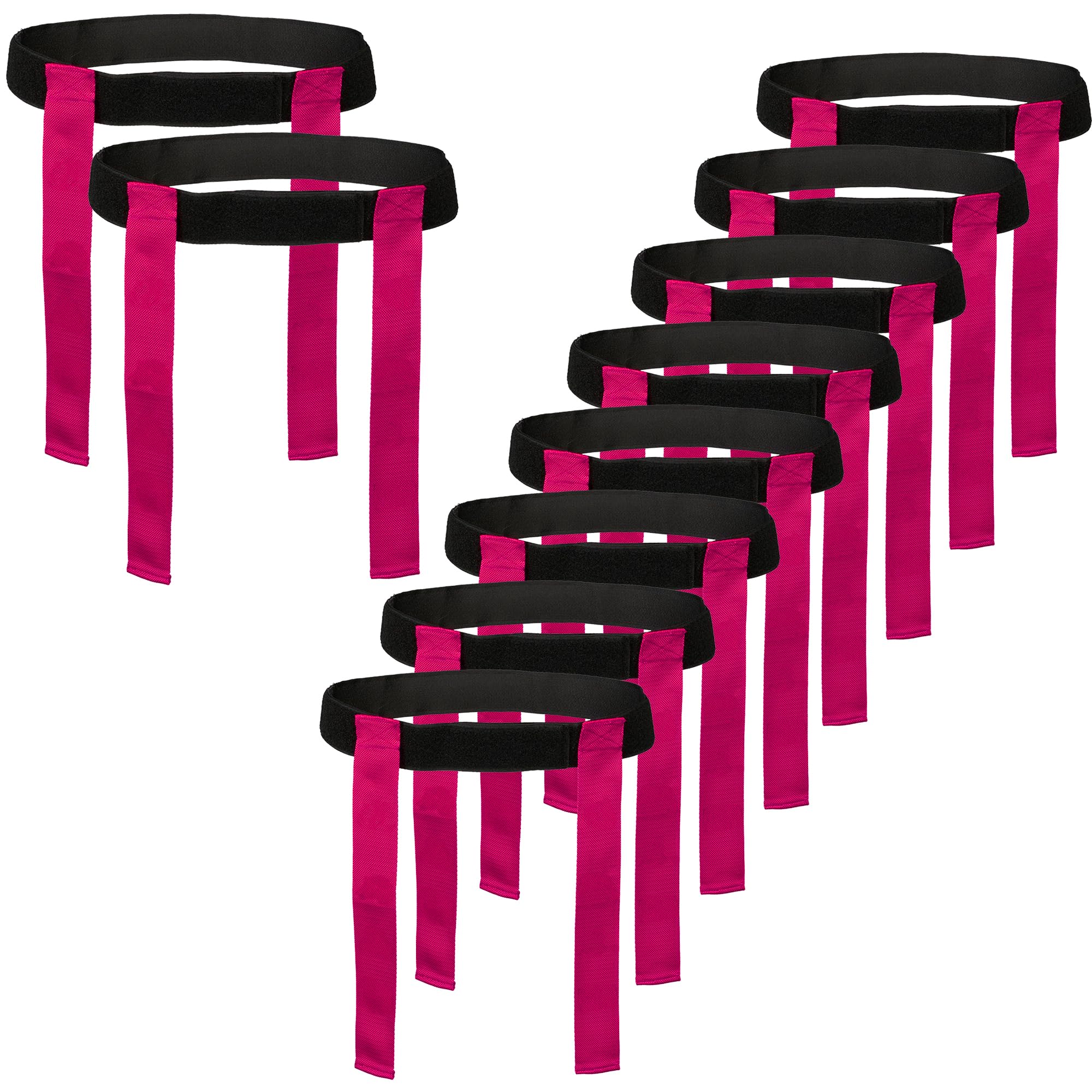 Rugby Tackle Tag Belts and Flags – Set of 6 Adjustable Belts with 12 Detachable Flags – Ideal for Tag Rugby, PE, and Team Sports – Fits Kids and Adults – Durable & Bright (Pink, Pack 10)