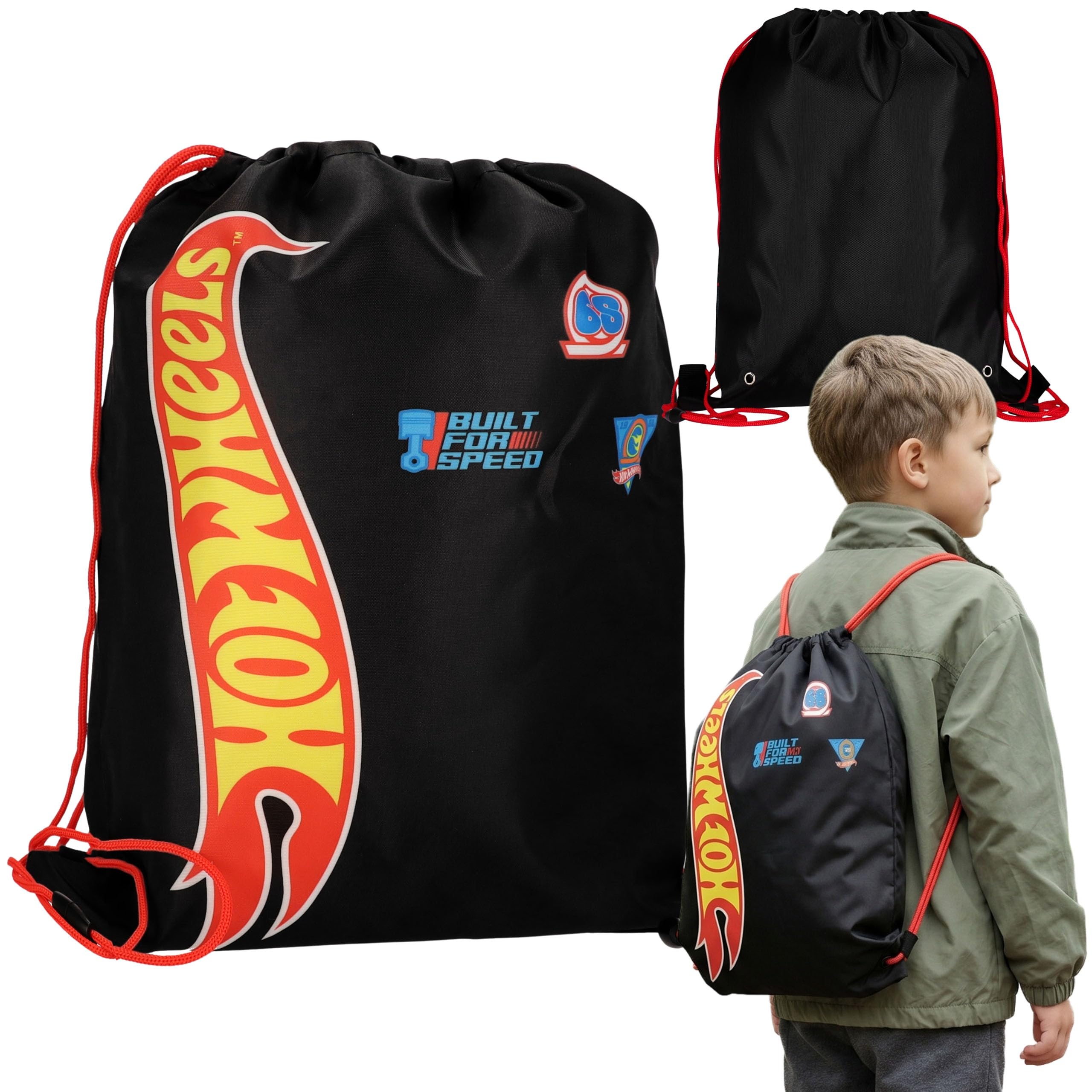 Chłopięcy worek na buty na WF, worek szkolny na ramię dla dzieci WORKOPLECAK (Hot Wheels, 39x33 cm)