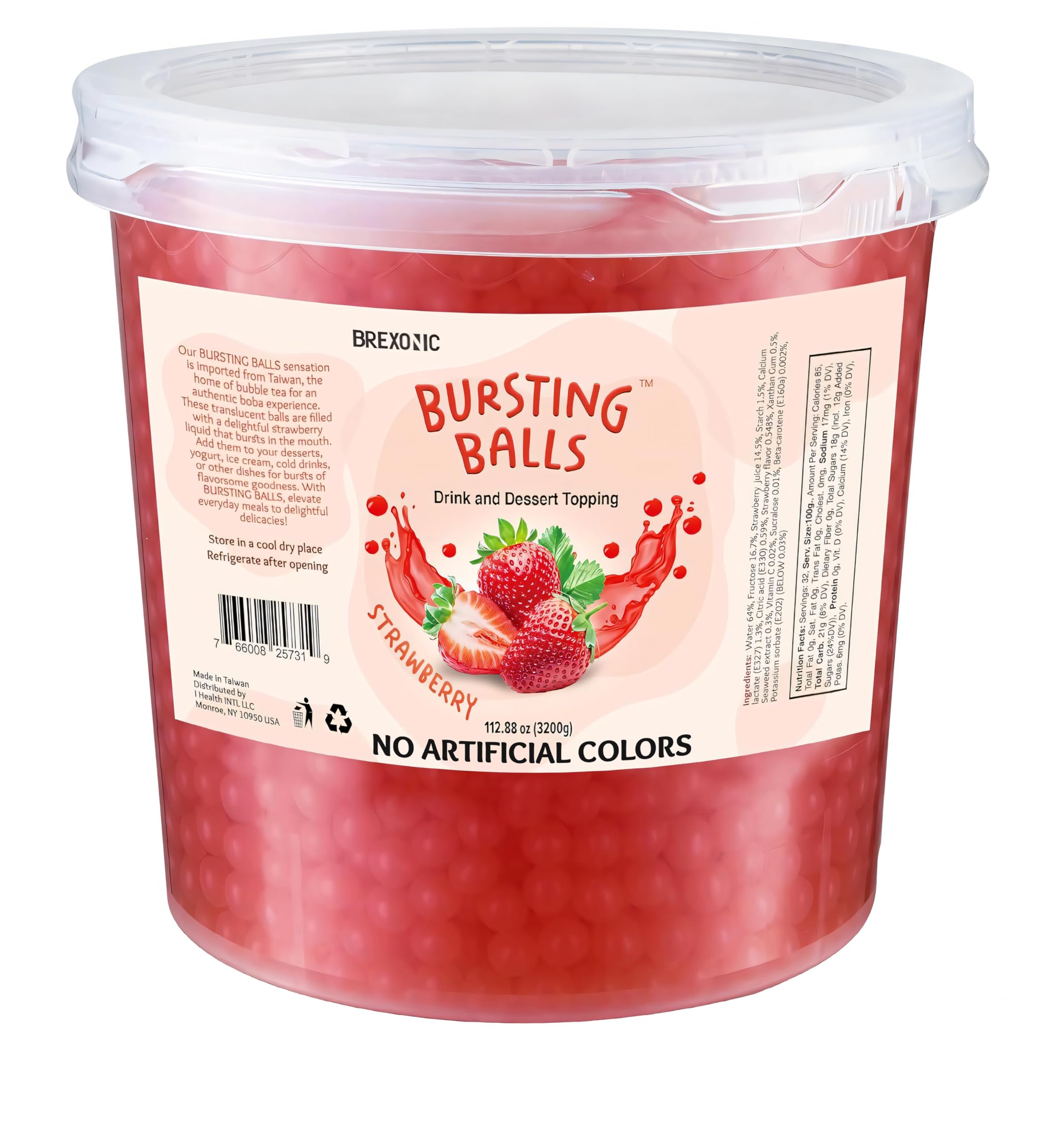 Strawberry Boba Pearls, Strawberry Popping Bursting Boba, Bubble Tapioca Pearls For Bubble Tea, No Artificial Colors (7 LB 1 Pack)