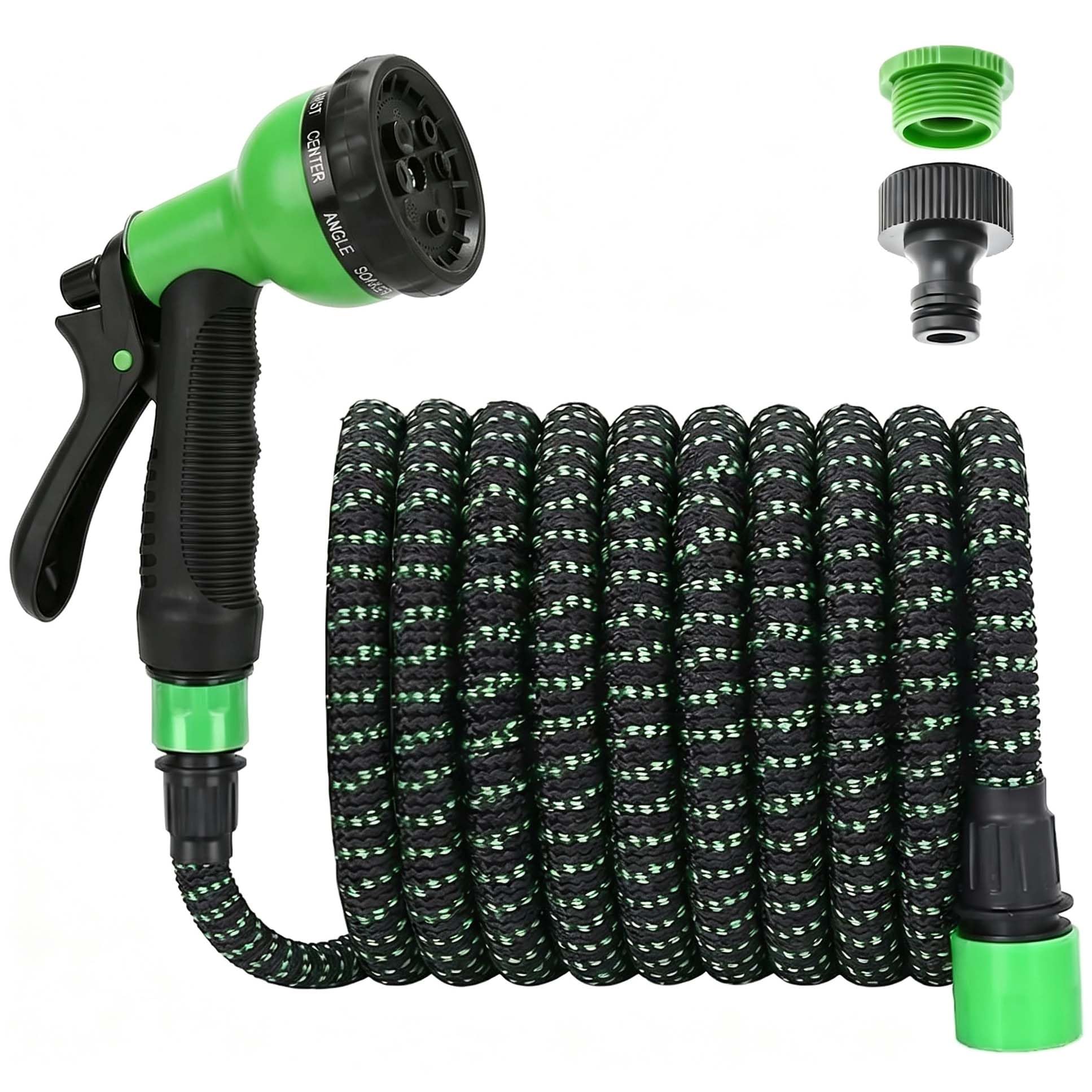 Tubo Giardino Estensibile 30m (100FT), Tubo Irrigazione Espandibile Flessibile Anti Attorcigliamento con Pistola Spruzzo 7 Funzioni, Canna Acqua con Adattatori 1/2" 3/4", per Giardino e Lavaggio Auto