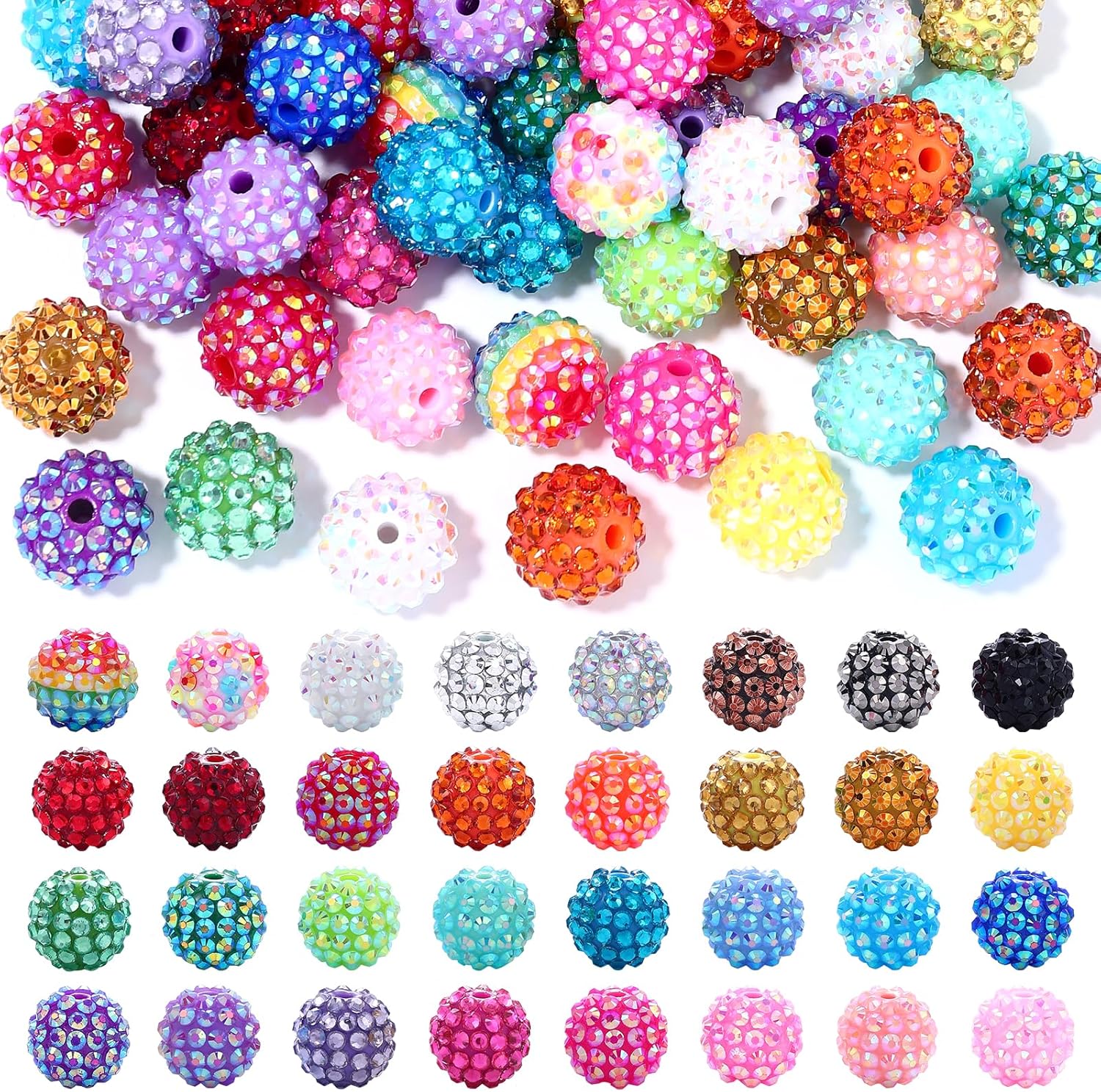 160pcs 16mm Rhinestone Beads for Craft, 32 Colors DIY Round Crystal Disco Ball Resin Rhinestone Chunky DIY Spacer Beads, for Pens, Jewelry Making, Bracelets, Necklace - Image 7