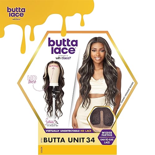 Miniatura 8 de Sensationnel Butta - Pelucas de encaje – Unidad 34 extra ancha de 5 pulgadas de profundidad, línea de cabello sintético previamente despuntada, sin