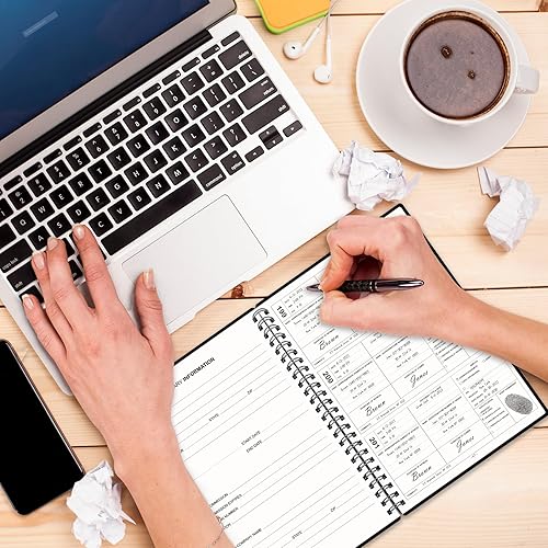 Vista 12 de Cuaderno de registro de notario, 7 x 10 pulgadas, diario de notario encuadernado en espiral, cubierta flexible, suministros para notario, papel Rosa