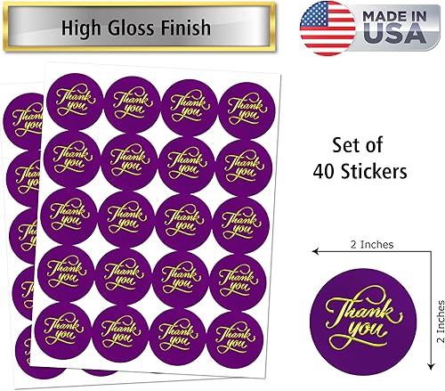 Miniatura 3 de 40 calcomanías de agradecimiento, etiquetas redondas brillantes grandes de 2 pulgadas, ideales para bodas, despedidas de soltera, fiestas de