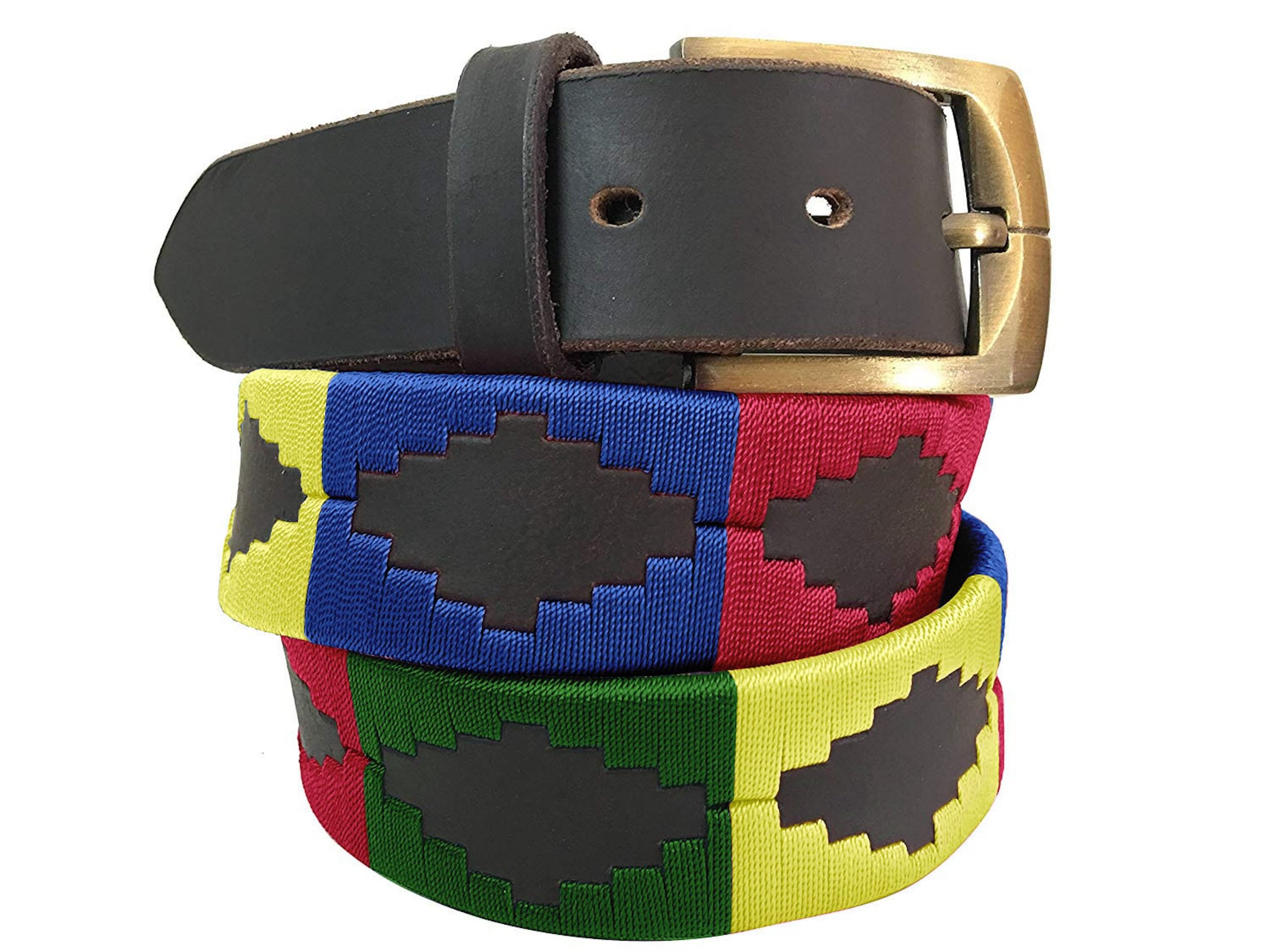 Carlos Diaz Men's Brown Wo Premium Unisex Leather Embroidered Designer Polo Belt (90 Cm/ 34-36 Inches)