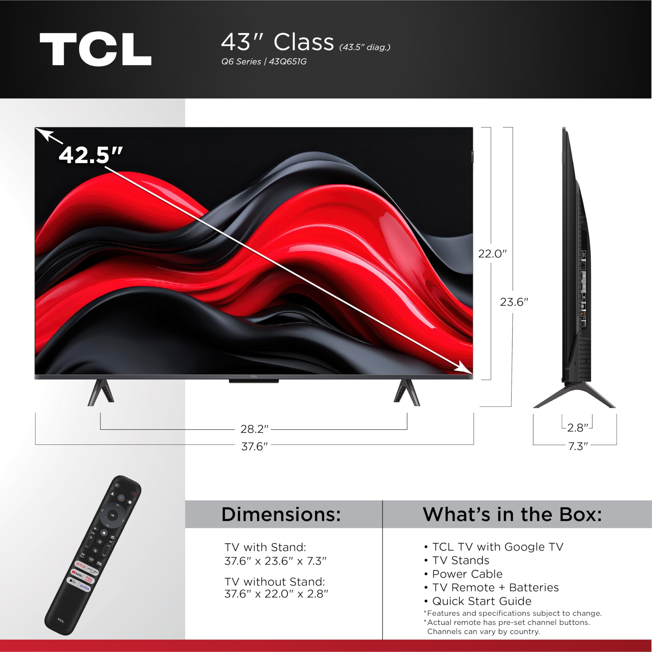Amazon.com: TCL 43-Inch Q65 QLED 4K UHD Smart TV with Google TV