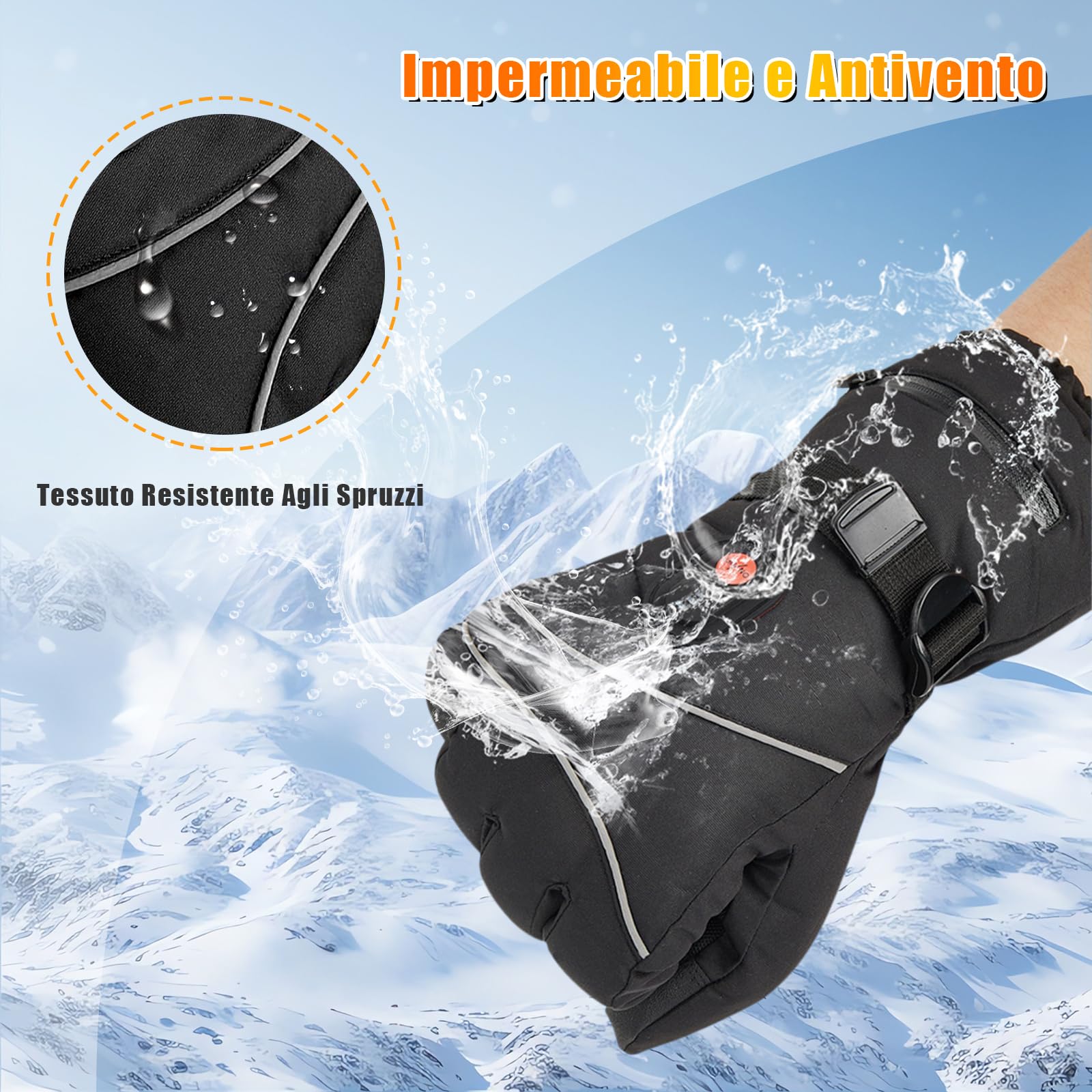 Guanti Riscaldabili per Uomo e Donna - 6000mAh Batteria Ricaricabile, 3 Livelli di Temperatura, Touchscreen - per Sci, Moto, Ciclismo
