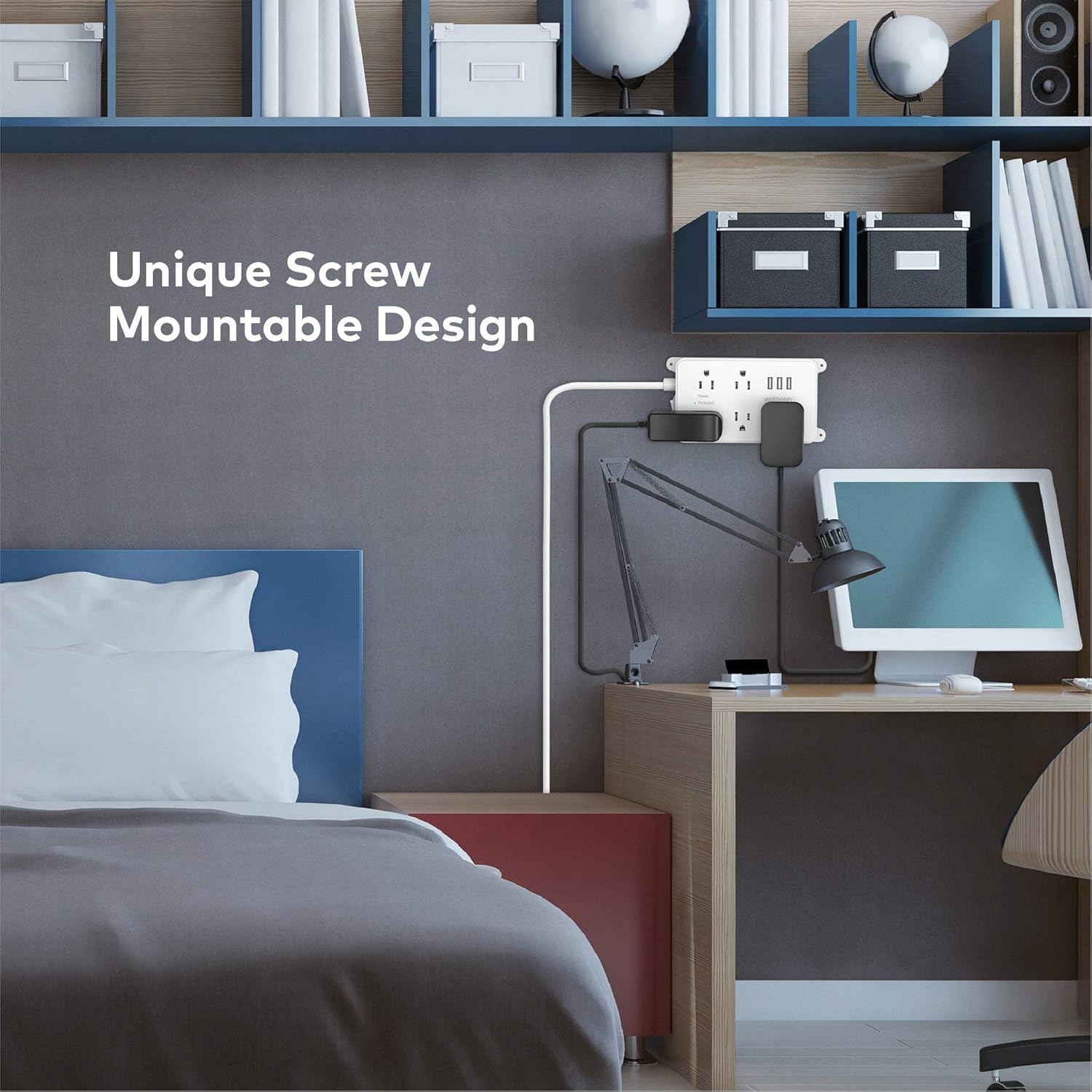 Gеt Chеар Prісе Power Strip Surge Protector Flat Plug, ETL Listed, TROND 5 Widely-Spaced Outlets with 3 USB Ports, 1300 Joules, Low Profile Extension Cord 10ft, Wall Mountable, White