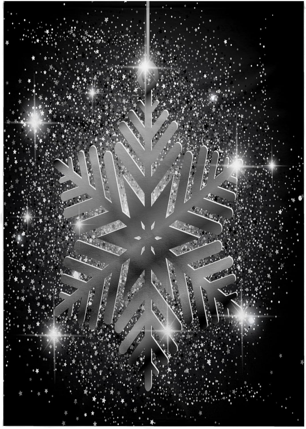3dRose Elegant Silver Snowflake On Black Background Winter Greetings 22x30 Bath Hand Pool Towel