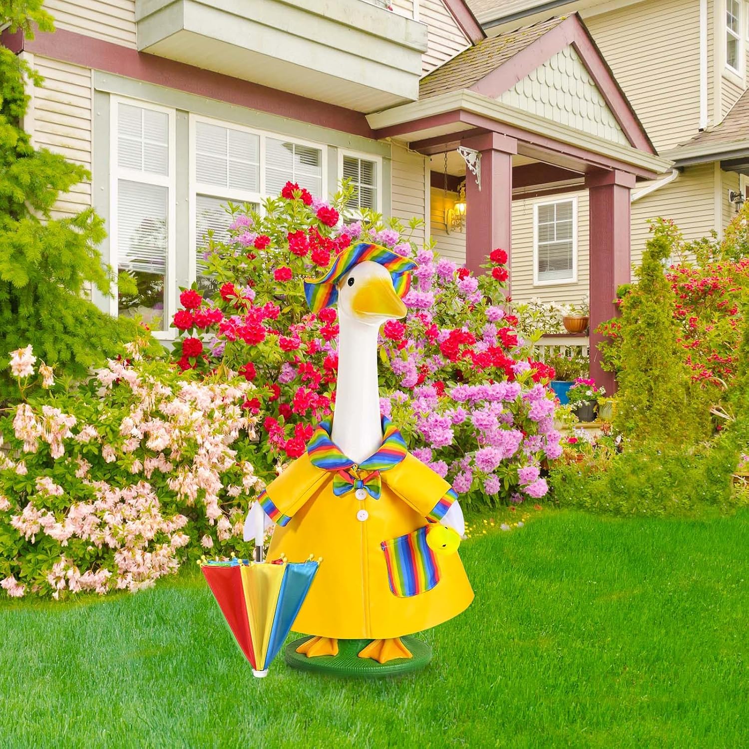JcHrmers GANSHAYA Raincoat Goose Porch Outfit 23" Cement Goose Outfit for Outdoor Lawn Garden Yard Patio Statue Art Decor