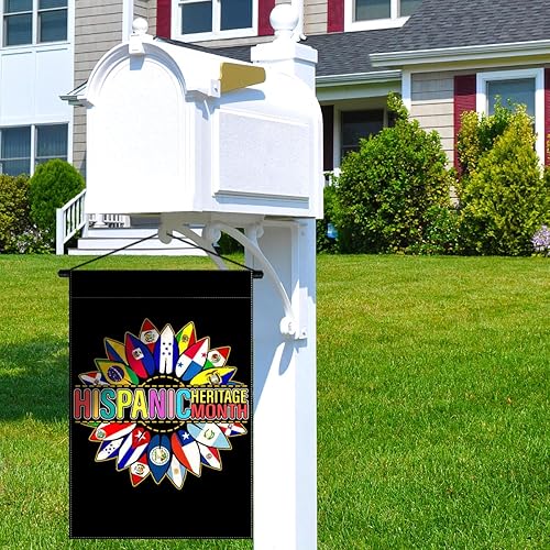 Miniatura 5 de Nepnuser Bandera de jardín del Mes Nacional de la Herencia Hispana con girasoles y países latinos, decoración de doble cara para césped