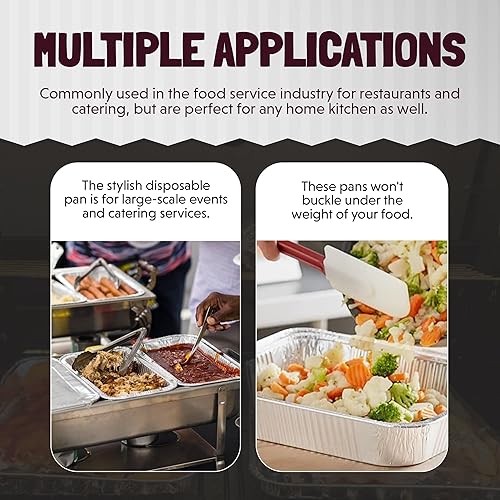 Miniatura 6 de KitchenDance 53900 - Sartenes desechables de papel de aluminio de colores para mesa de vapor, de tamaño medio, bandeja rectangular para hoteles y