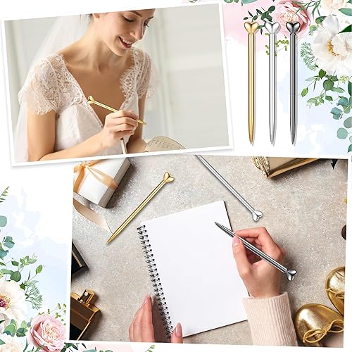 Vista 16 de Thenshop 24 bolígrafos en forma de corazón, retráctiles, de metal, lindos bolígrafos de 0.039 in de tinta negra, bolígrafos decorativos