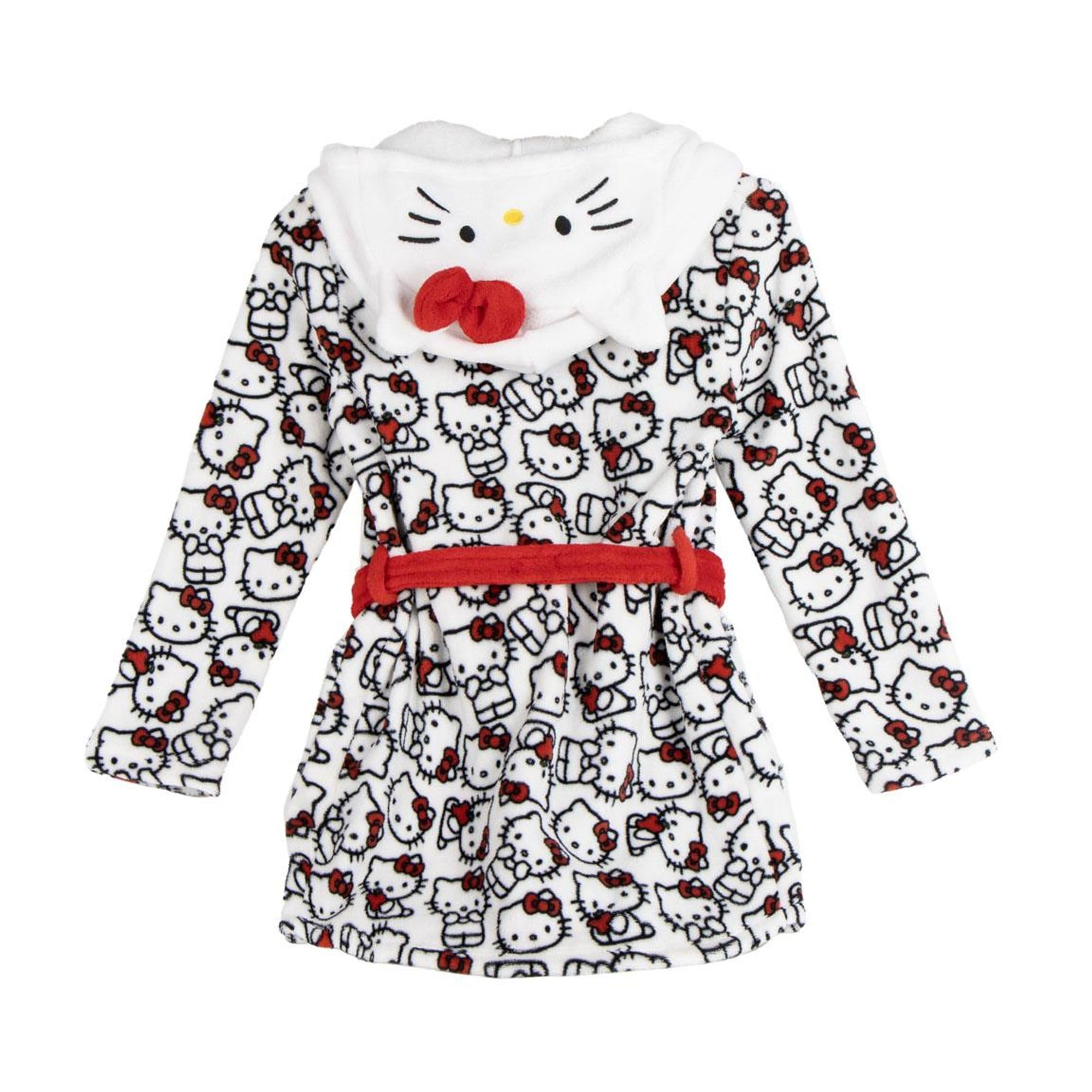 Batín Hello Kitty suave niños y niñas con capucha y cinturón – Bata casa Hello Kitty calentita y cómoda con tejido tipo polar y diseño oficial