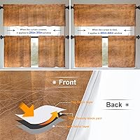 Vista 632 de Cenefas de cocina modernas con patrón de cobre marrón dorado para ventanas, cenefas opacas abstractas de marcas de arañazos y cortinas opacas