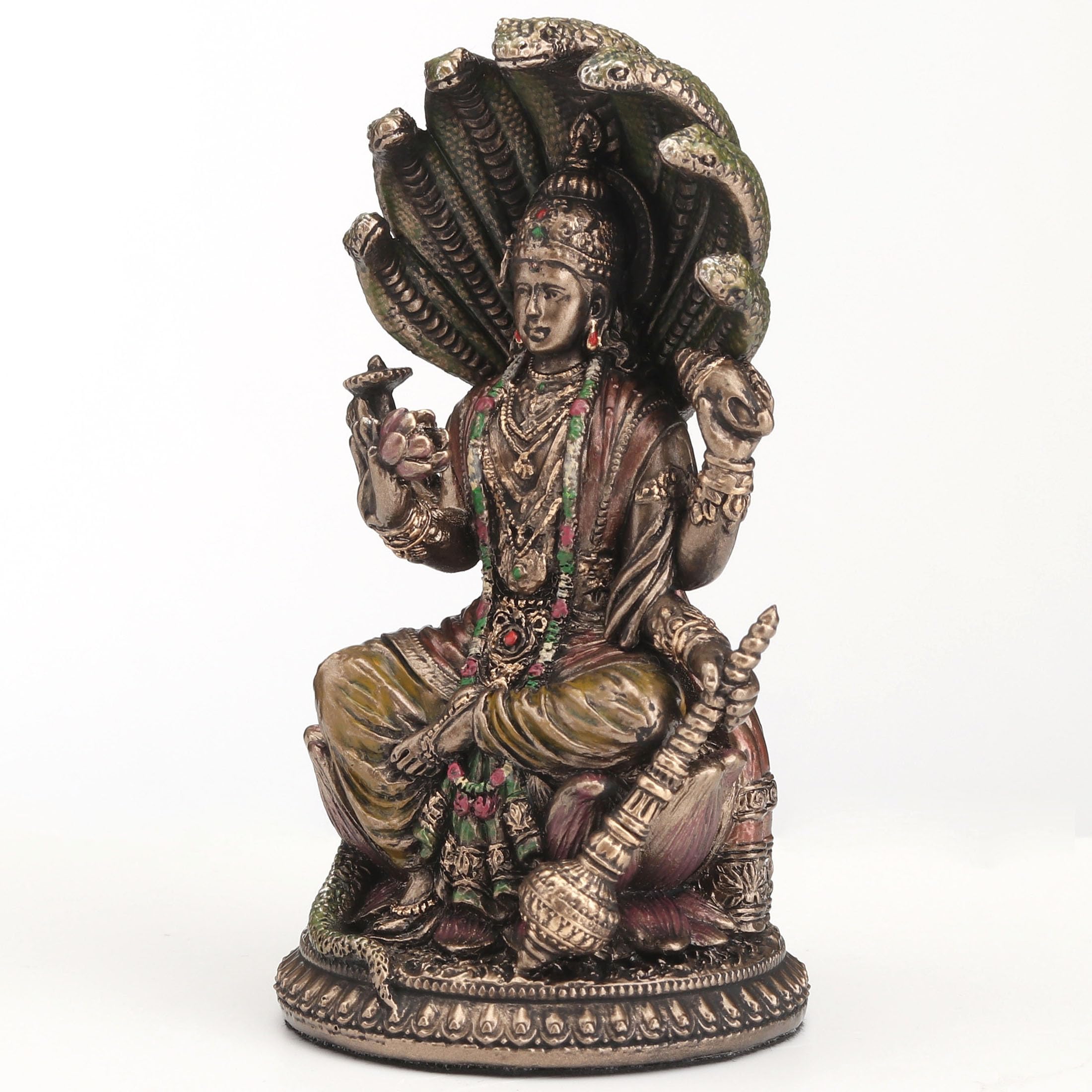 Veronese Design Shesha Vishnu - Scultura in resina fusa a freddo con finitura in bronzo, divinità indù da 9 cm