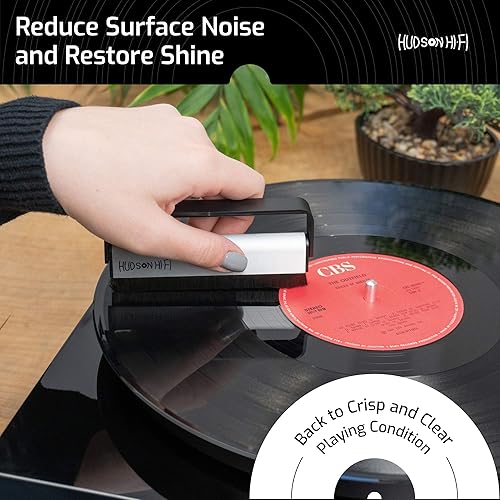 Miniatura 5 de Hudson Hi-Fi Cepillo de disco de vinilo con cerdas de fibra de carbono antiestáticas, hecho con precisión, suave y eficaz cepillo de limpieza de