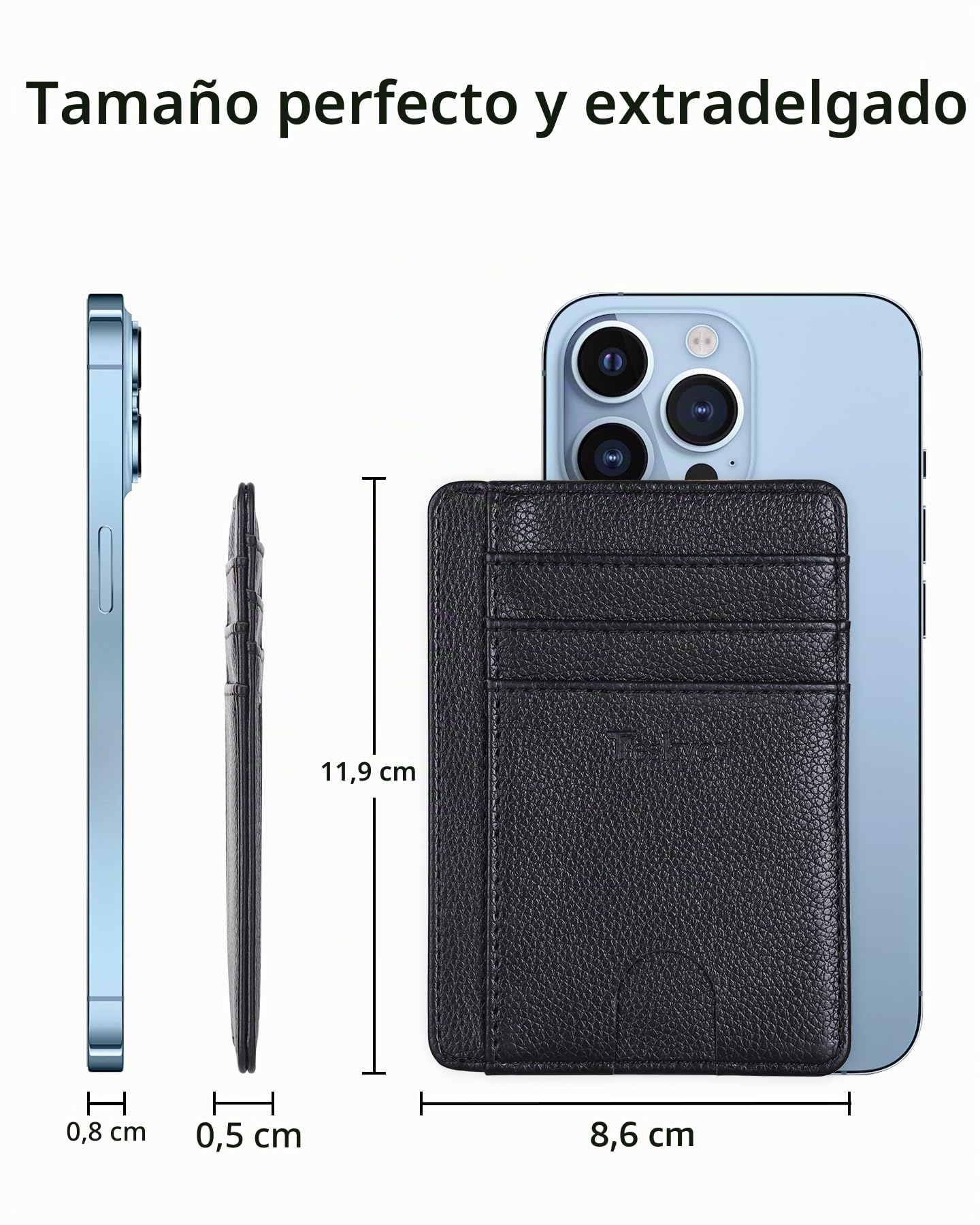 Teskyer Cartera Hombre Pequeña con Protección RFID, Negro