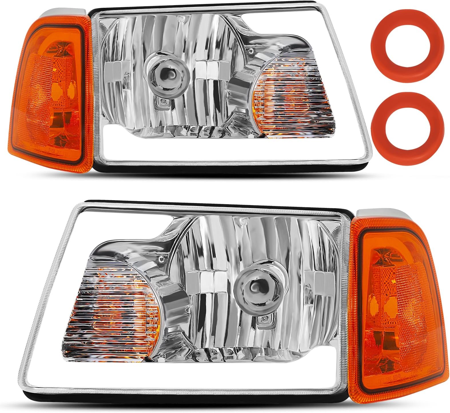 ALZIRIA Headlight Assembly LED DRL With Corner Light Fit
